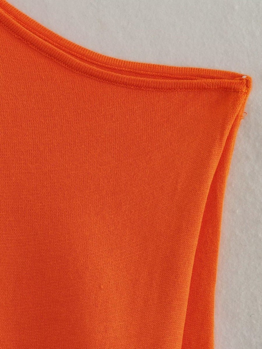 Orange Knit Cape Dress - Kelly Obi New York