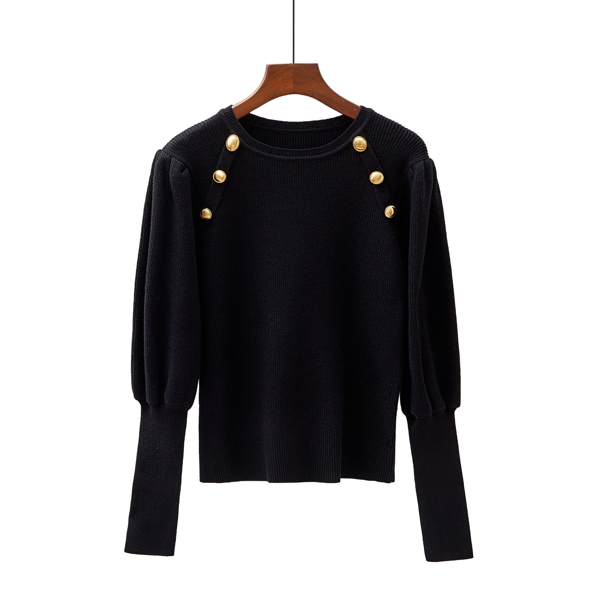 Ornate Buttons Adorned Knit Sweater - Kelly Obi New York