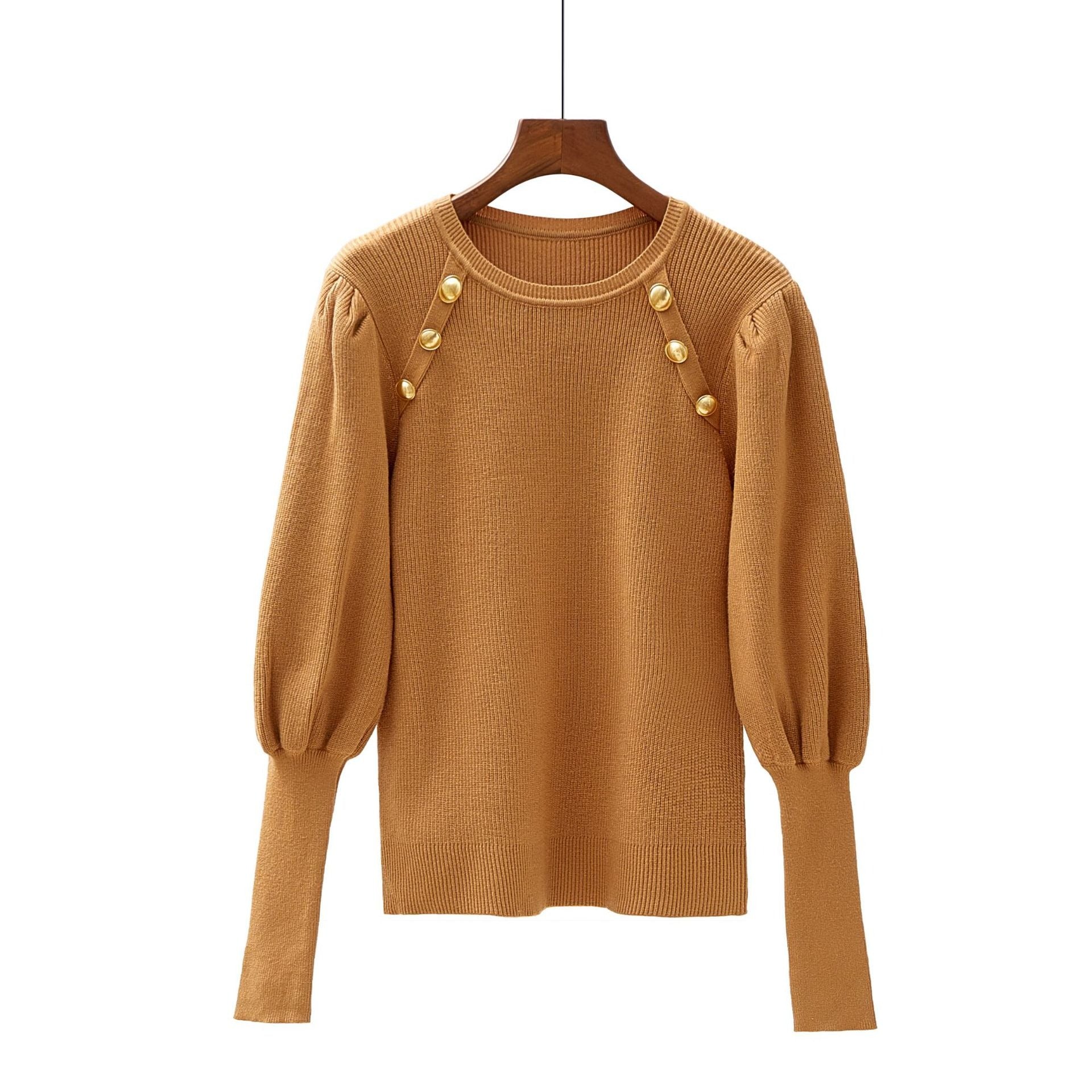 Ornate Buttons Adorned Knit Sweater - Kelly Obi New York