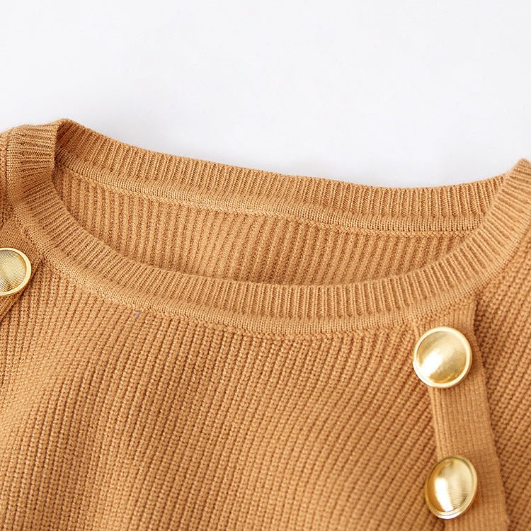 Ornate Buttons Adorned Knit Sweater - Kelly Obi New York