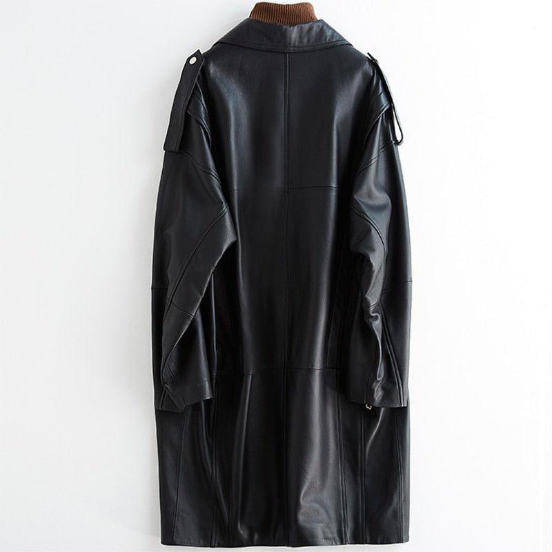 Oversized Faux Leather Long Coat - Kelly Obi New York