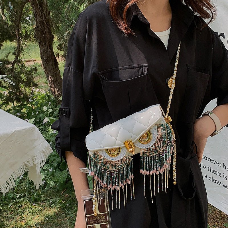 Owl Eyes Tassel Bag - Kelly Obi New York