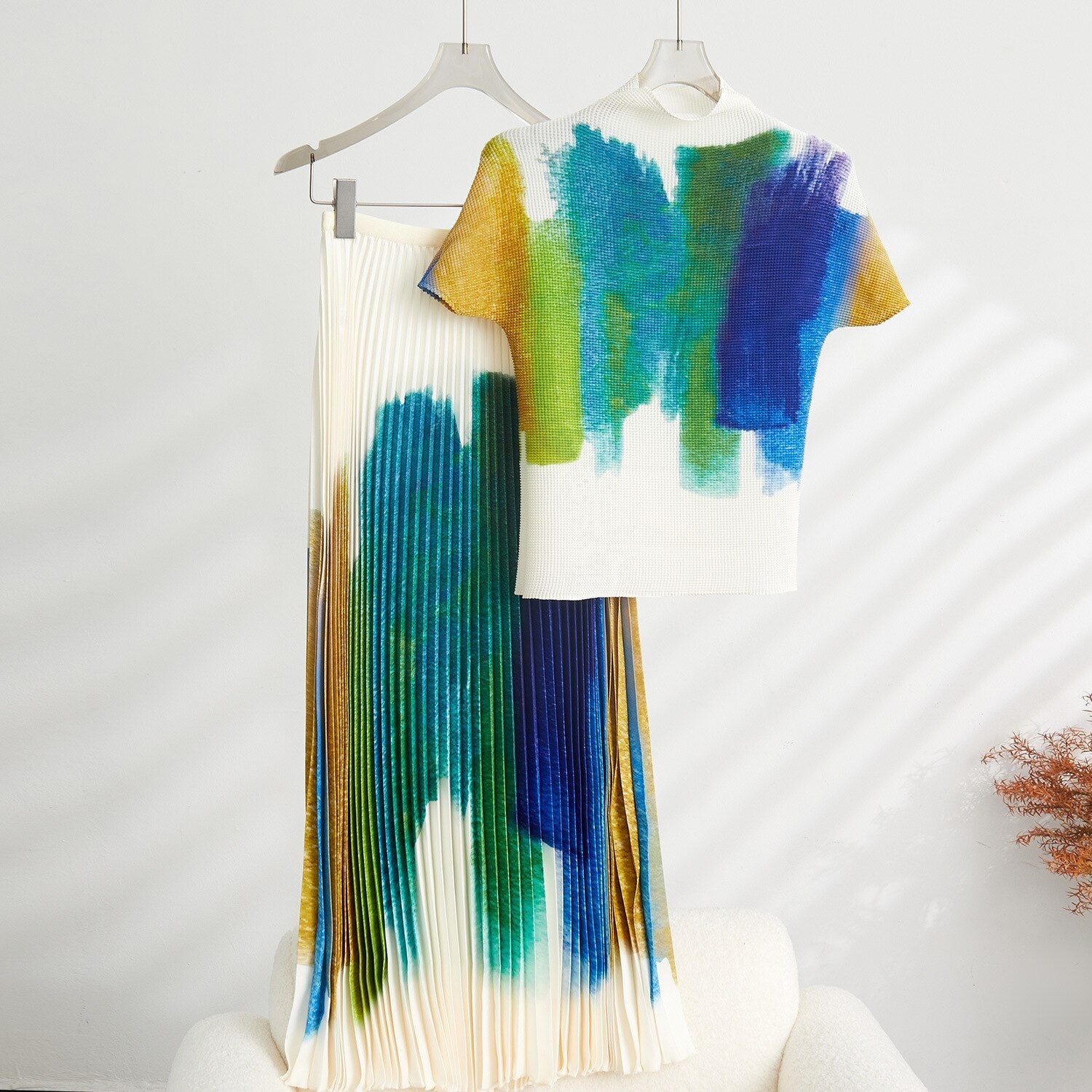 Paintsplat Pleated Set - Kelly Obi New York