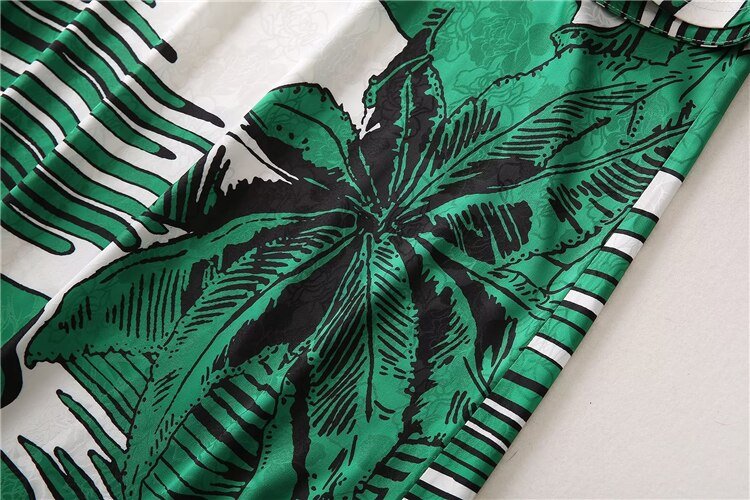 Palm Print Flare Sleeve Dress - Kelly Obi New York