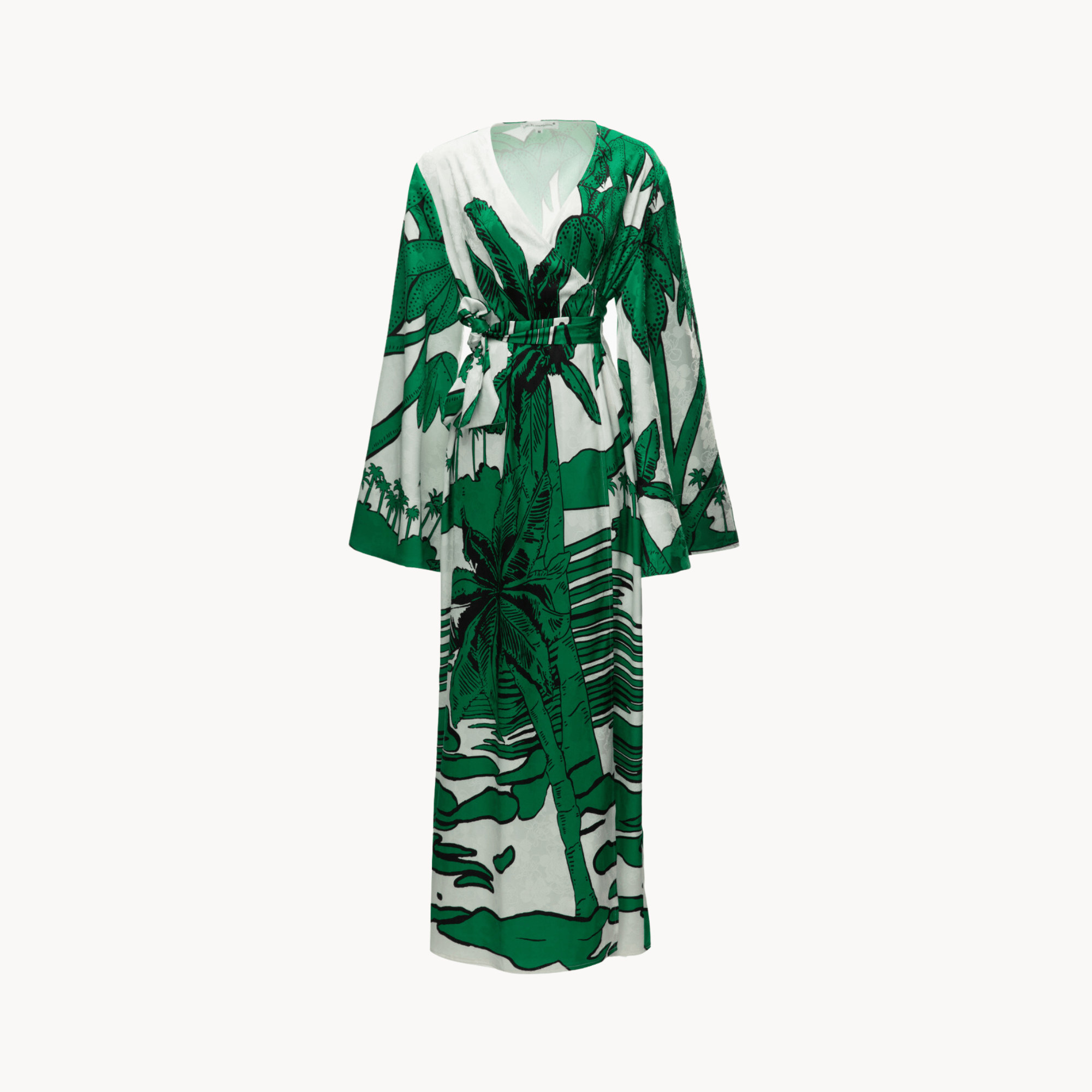 Palm Printed V Neck Dress - Kelly Obi New York