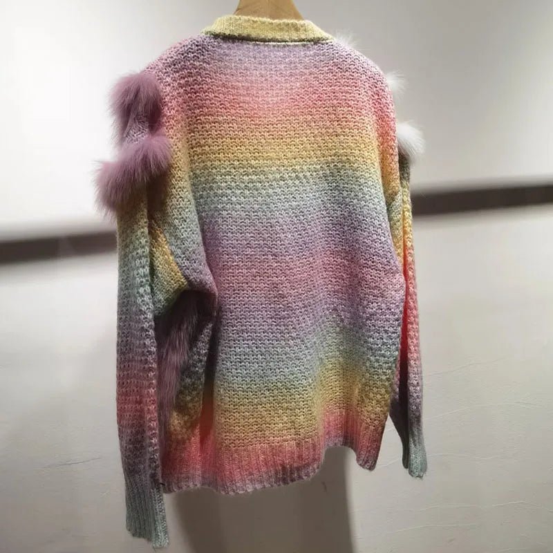 Pastels Fox Fur Knitted Jacket - Kelly Obi New York