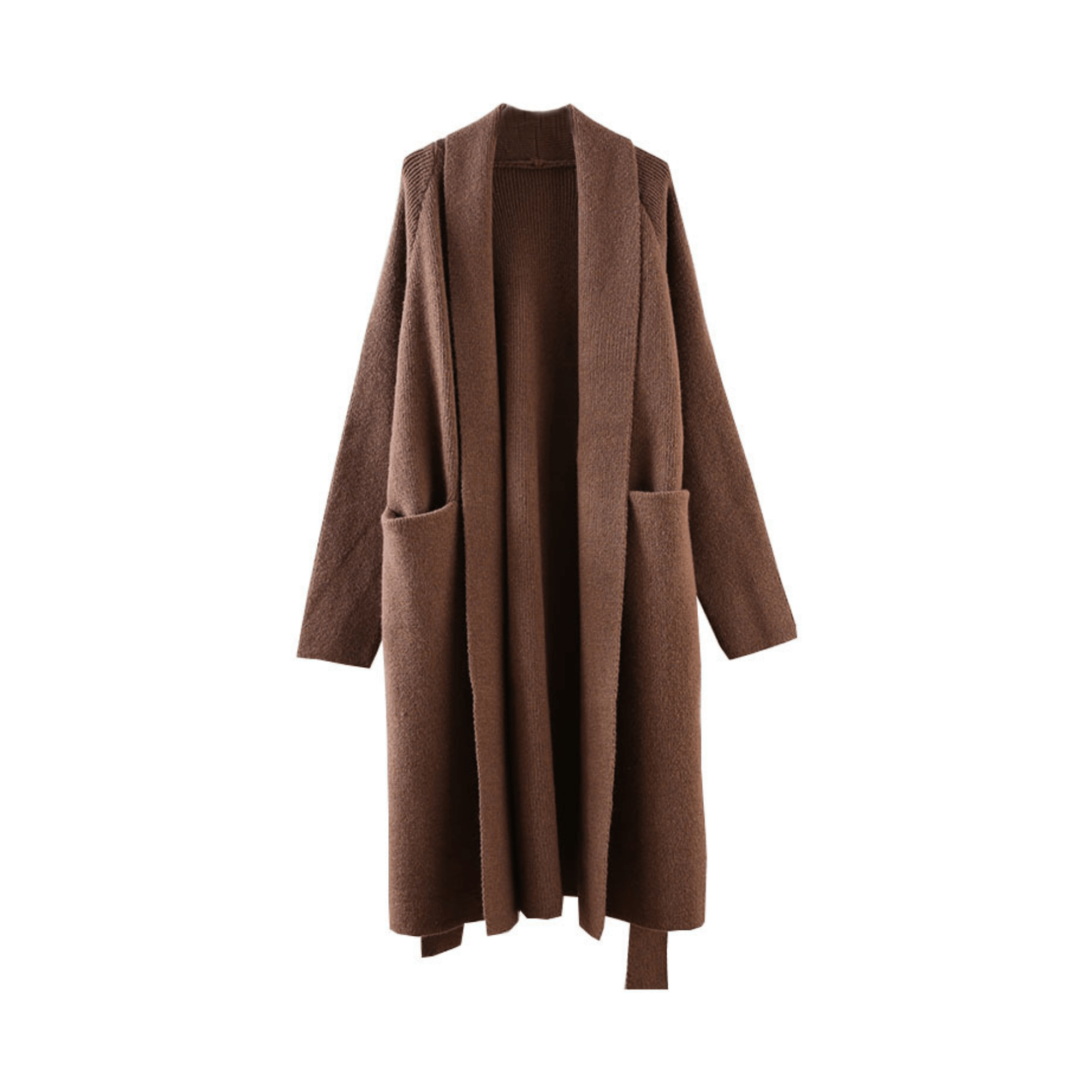 Patch Pockets Belted Knit Coat - Kelly Obi New York