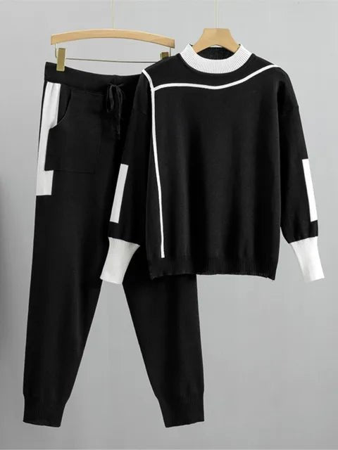 Patch Pockets Knitted Sweater + Pants Set - Kelly Obi New York