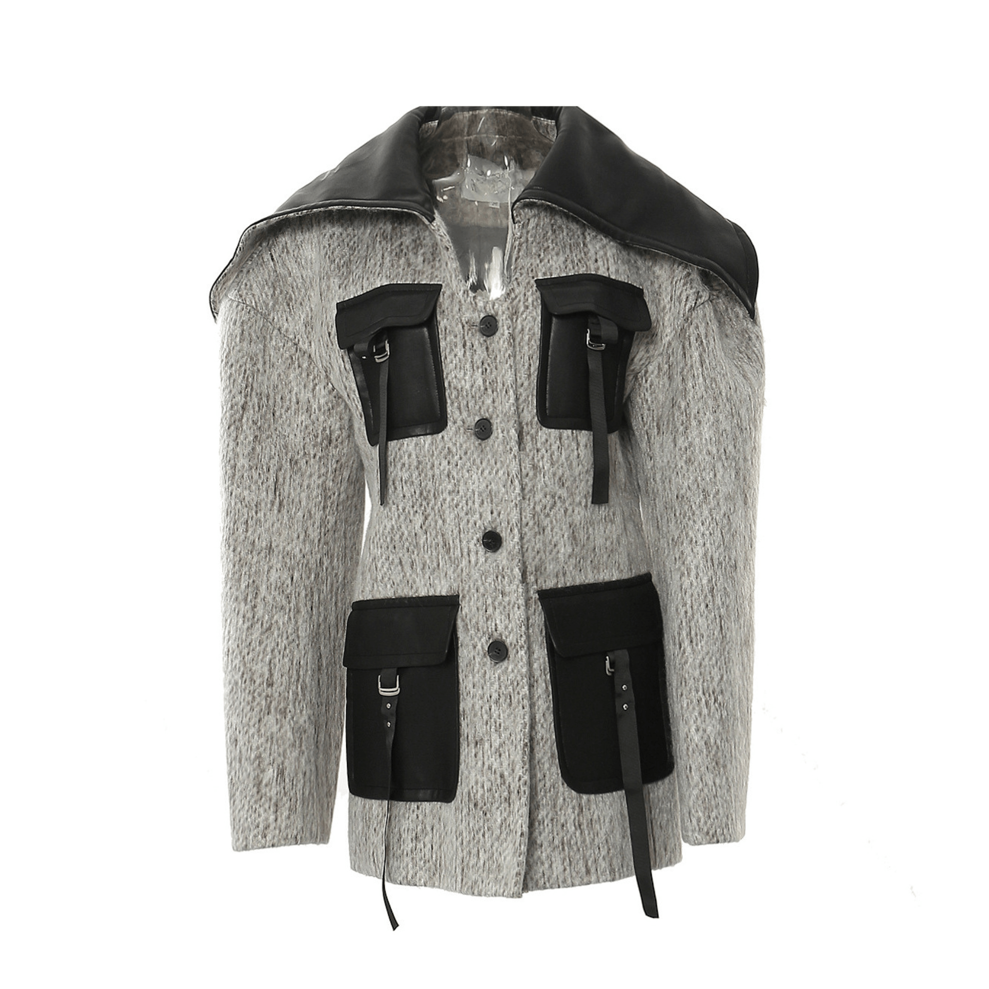 Patch Pockets Woolen Jacket - Kelly Obi New York