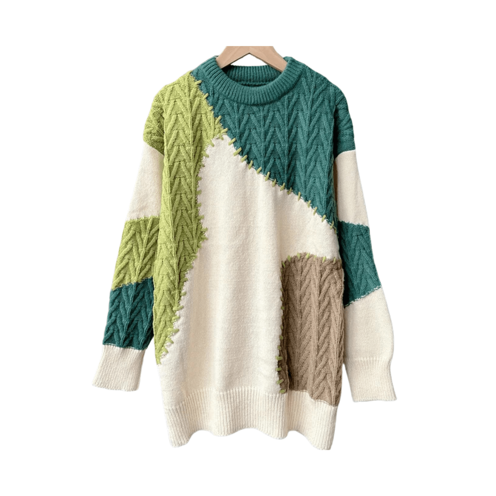 Patched-Up Overstitched Knitted Sweater - Kelly Obi New York