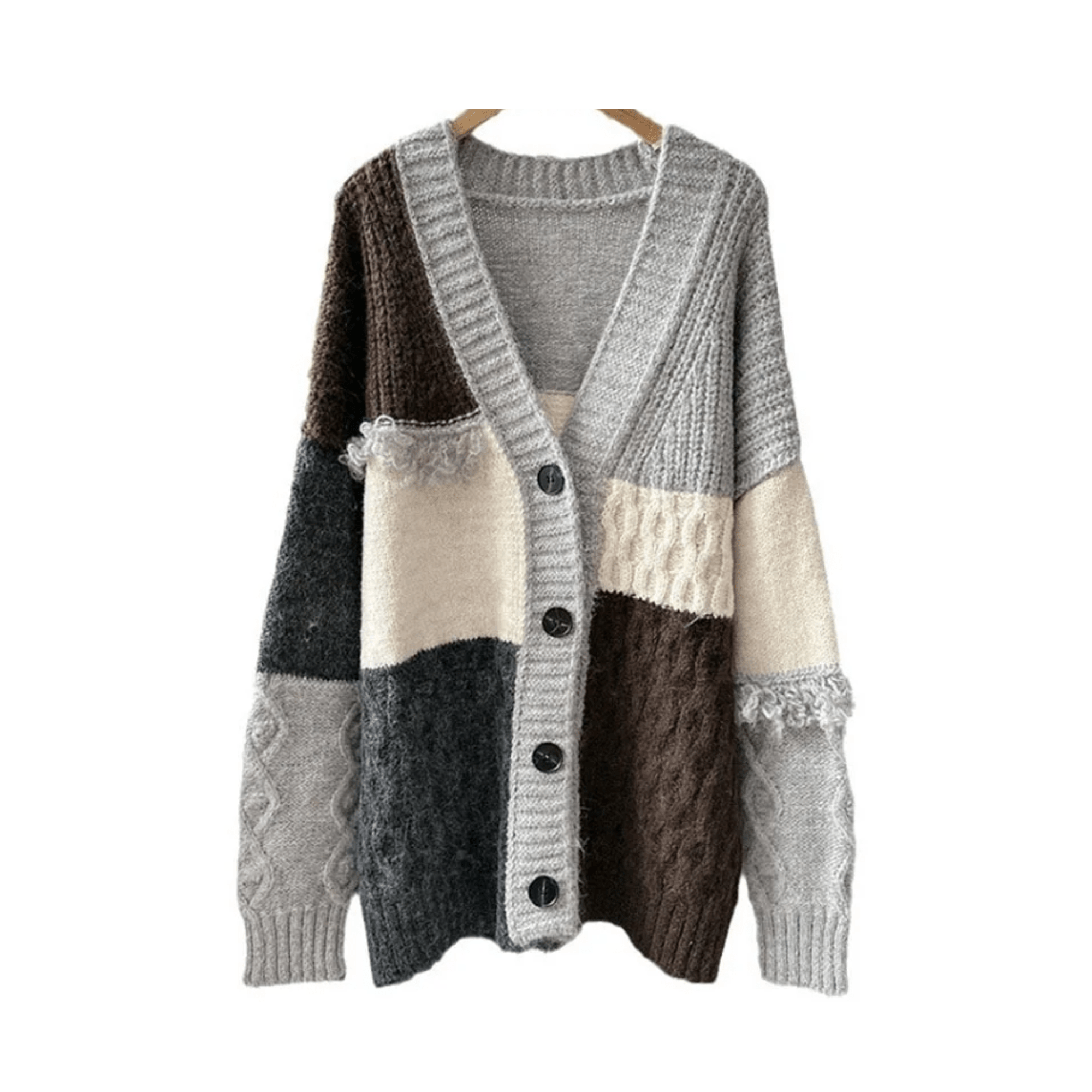 Patchwork Cable Knit Jacket - Kelly Obi New York