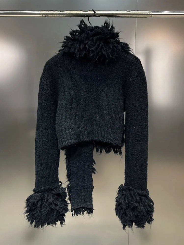 Pin Closure Knit Scarf Sweater - Kelly Obi New York
