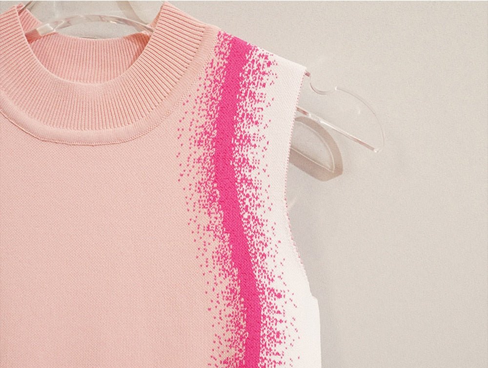Pink Asymetrical Knit Dress - Kelly Obi New York