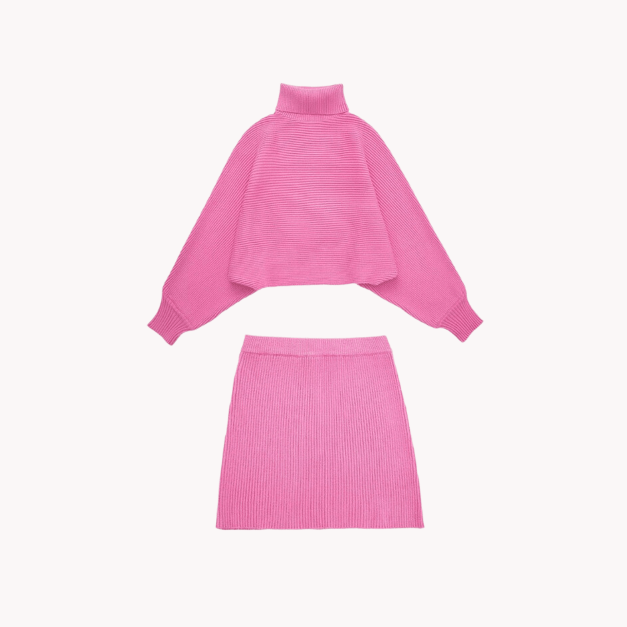 Pink Knit Turtleneck Set - Kelly Obi New York