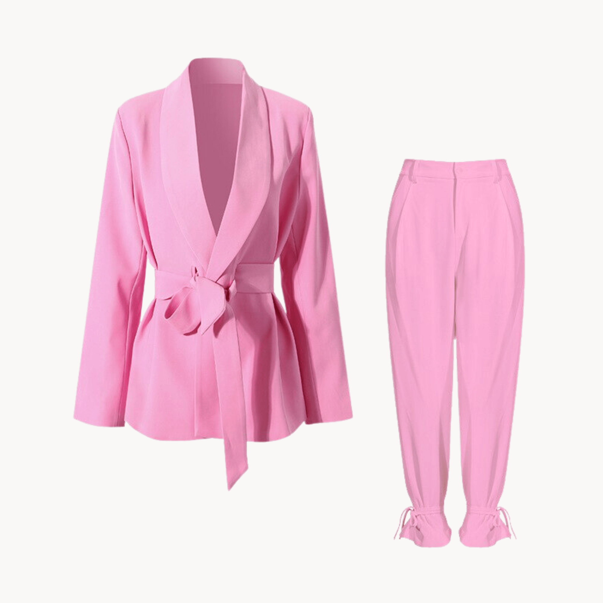 Pink Lace Up Blazer Set - Kelly Obi New York