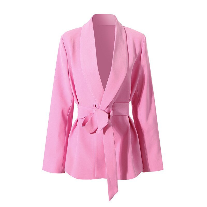 Pink Lace Up Blazer Set - Kelly Obi New York