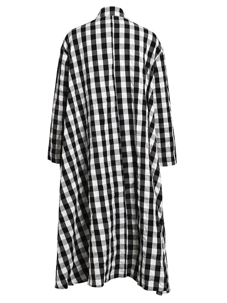 Plaid Bow Long Shirt Dress - Kelly Obi New York