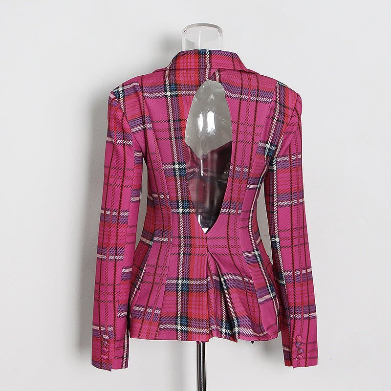 Plaid Hollow Out Back Blazer - @theestylishp - Kelly Obi New York