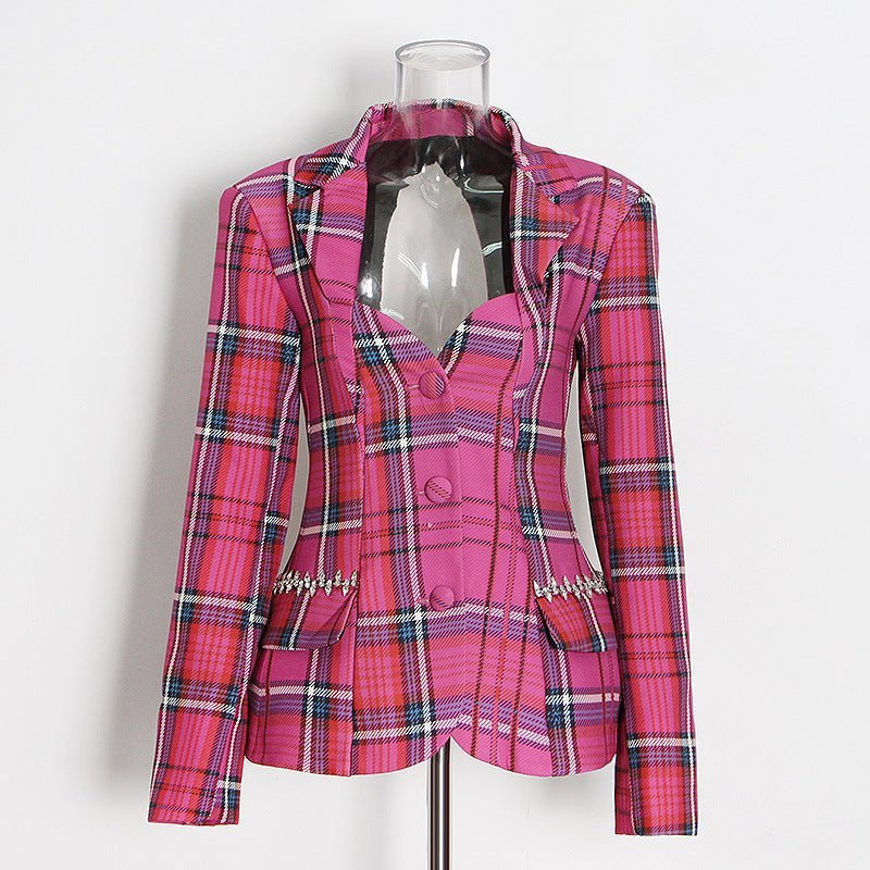 Plaid Hollow Out Back Blazer - @theestylishp - Kelly Obi New York