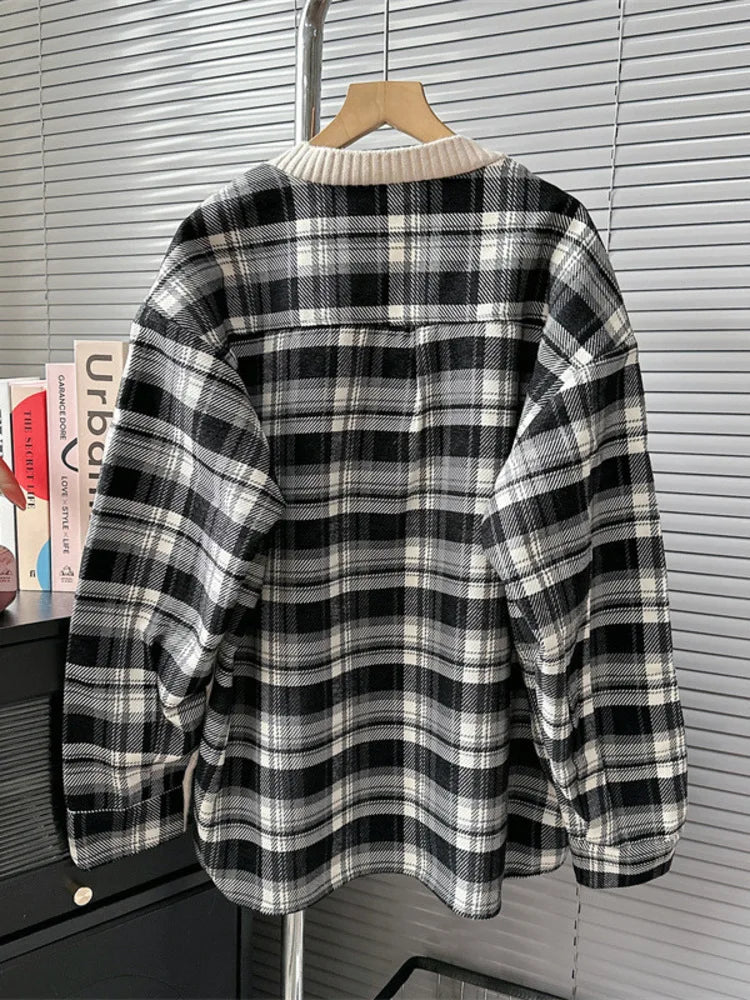 Plaid Patchwork Loose Knit Sweater - Kelly Obi New York