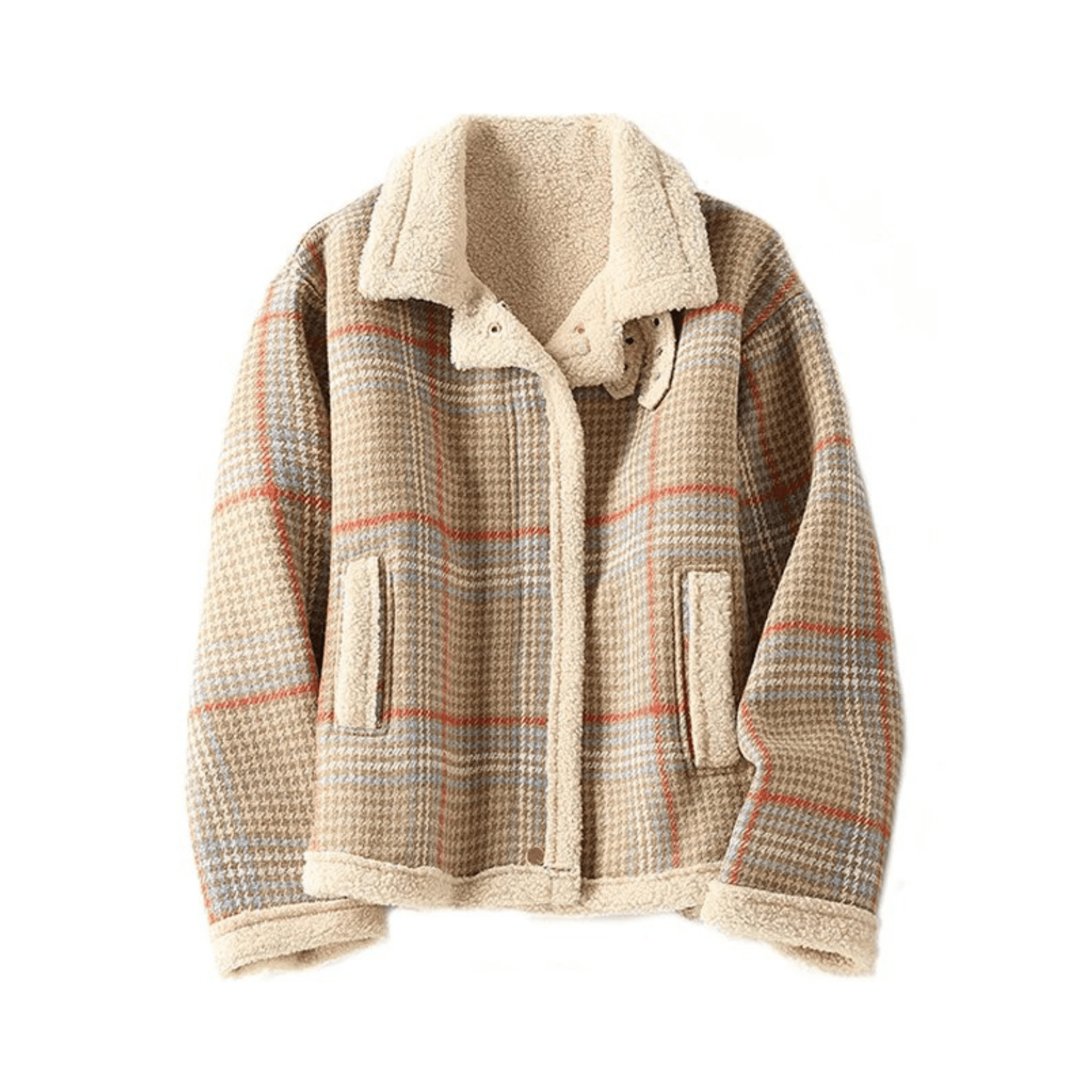 Plaid Warm Woolen Short Coat - Kelly Obi New York