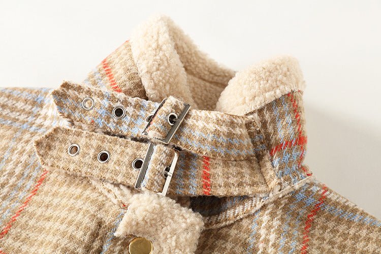 Plaid Warm Woolen Short Coat - Kelly Obi New York