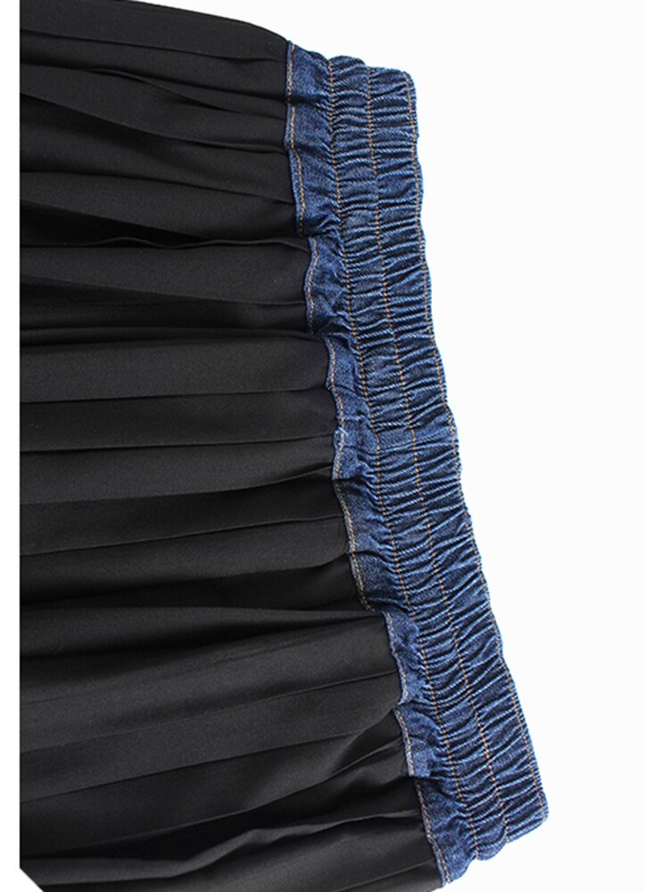 Pleated Denim A Line Skirt - Kelly Obi New York