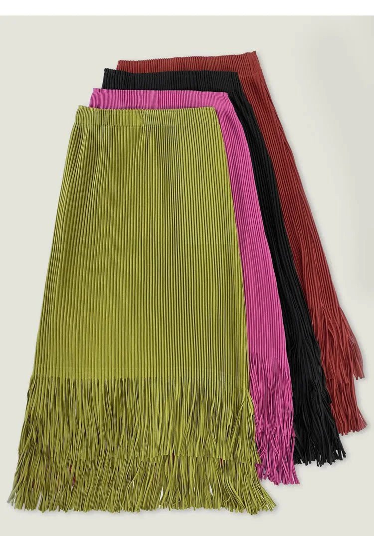 Pleated Fringed Hem Top + Skirt Set - @jariatudanita - Kelly Obi New York