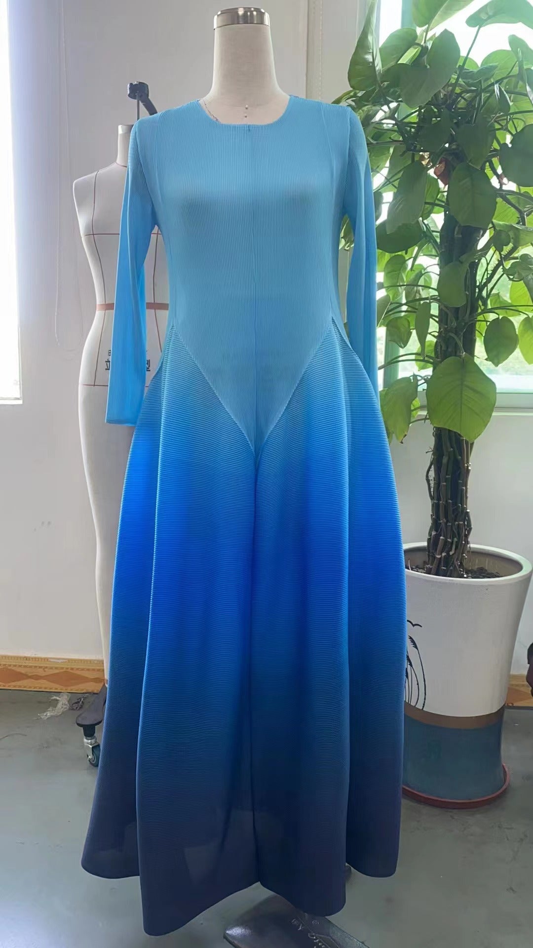 Pleated Gradient Dress - Kelly Obi New York