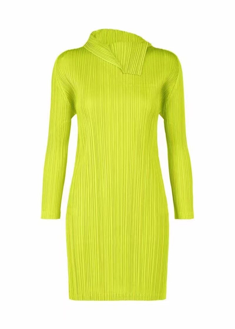 Pleated Irregular Lapel Dress - Kelly Obi New York