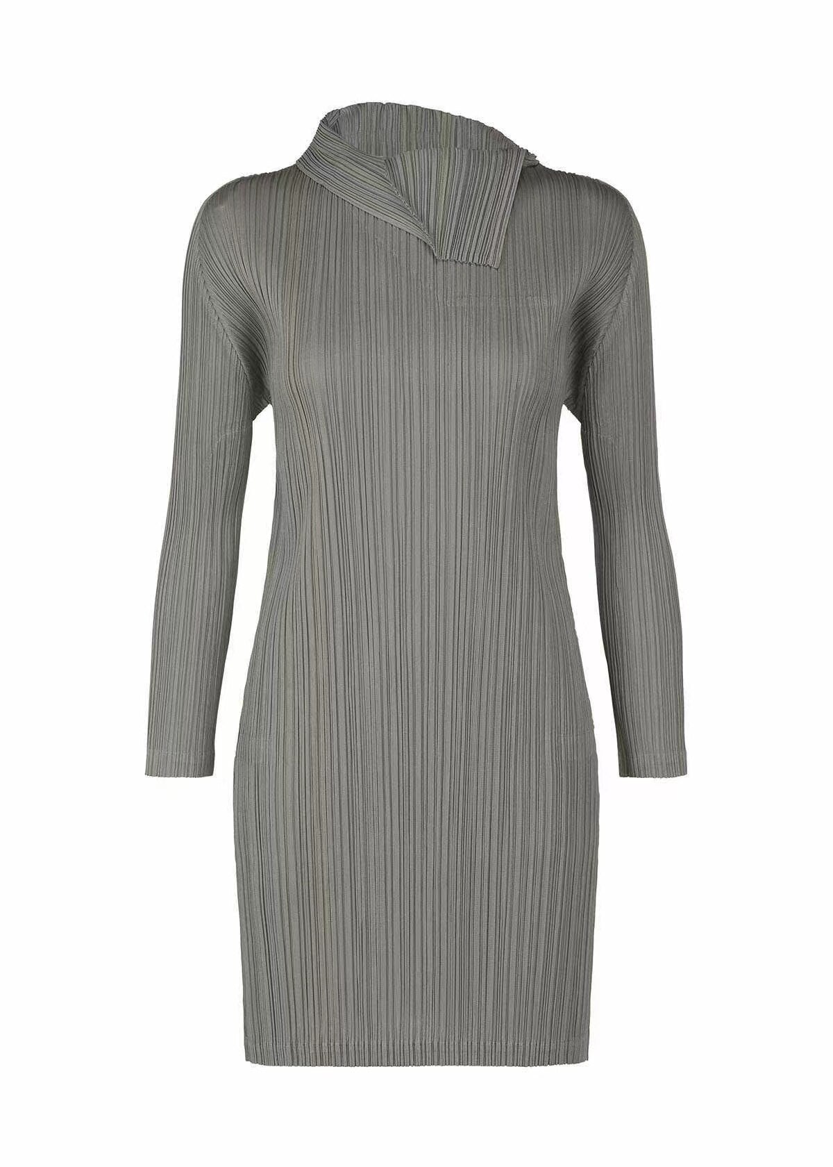 Pleated Irregular Lapel Dress - Kelly Obi New York