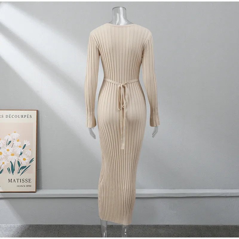 Pleated Knit Maxi Dress - Kelly Obi New York