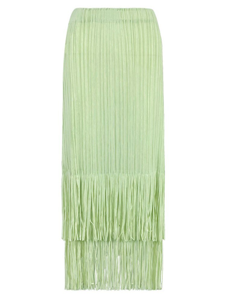 Pleated Tassel Hem Skirt - Kelly Obi New York