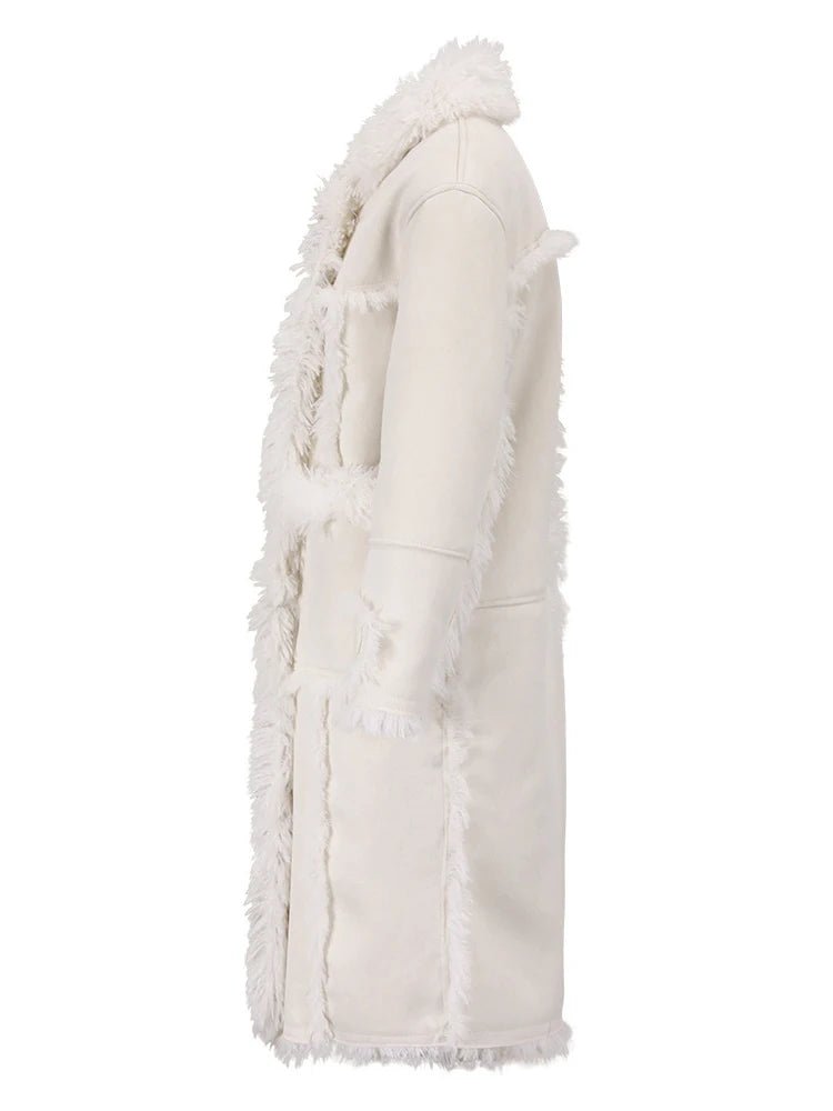 Plush Faux Fur Double-Breasted Coat - Kelly Obi New York