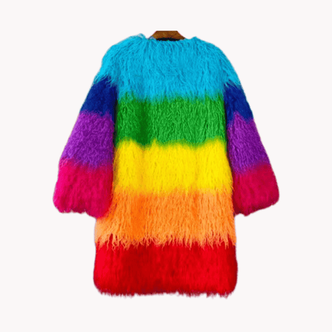 Plush Rainbow Faux Fur Winter Coat - Kelly Obi New York