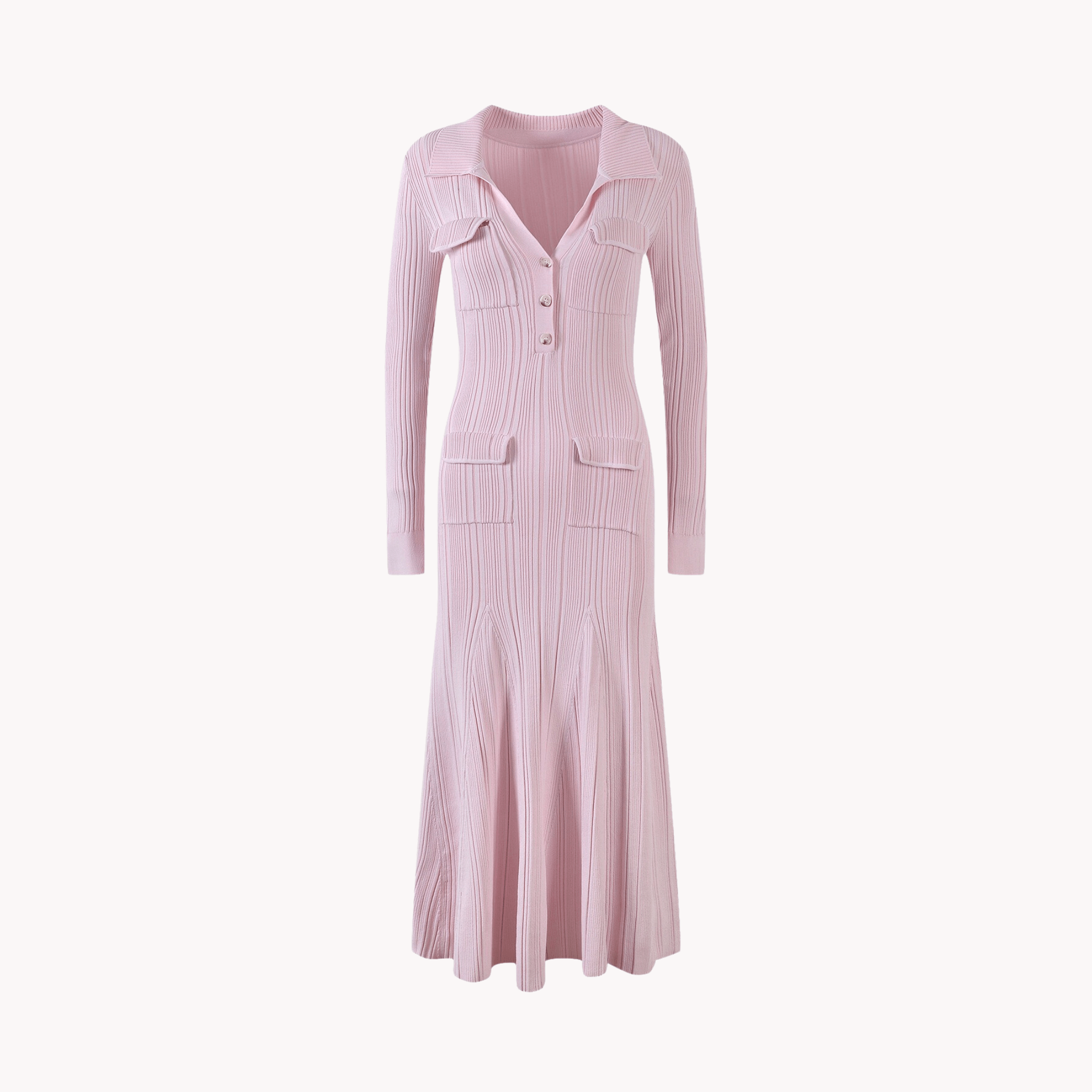 Polo Collar Knitted Mid-length Dress - Kelly Obi New York