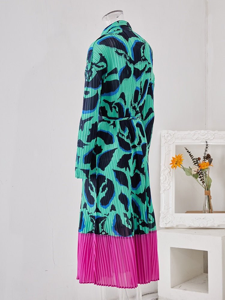 Printed Pleated Dress - Kelly Obi New York