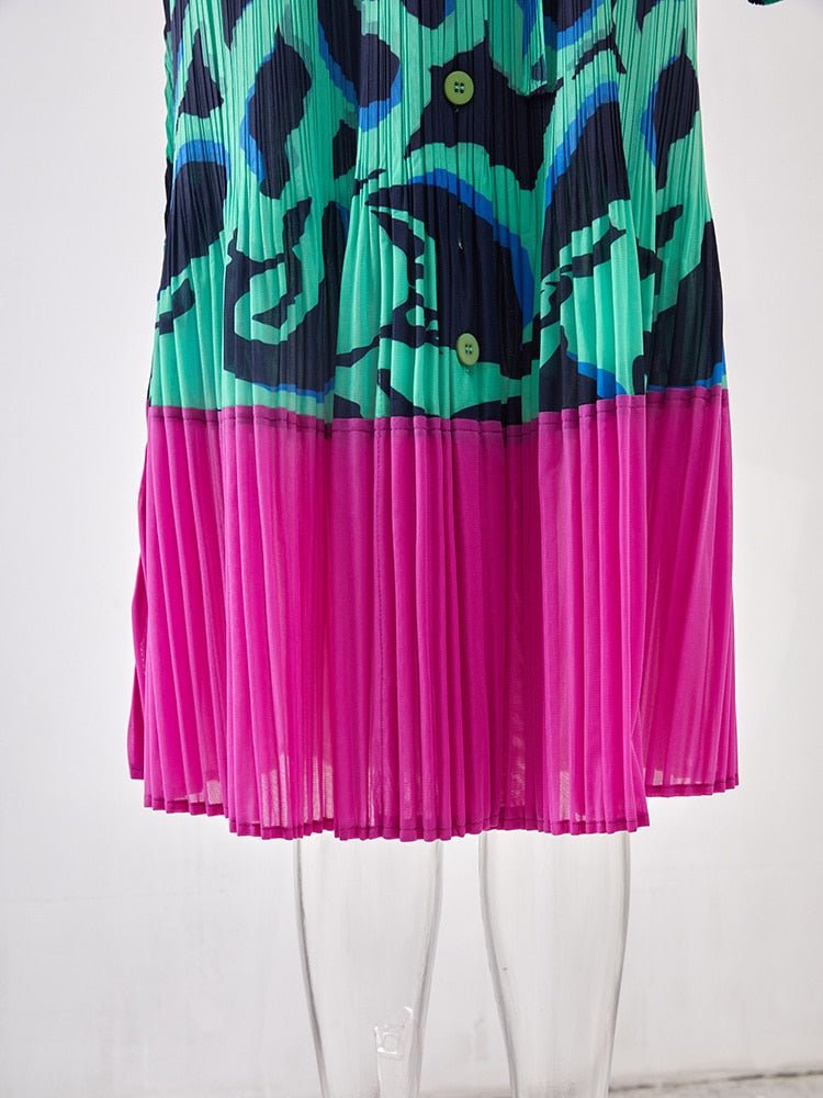 Printed Pleated Dress - Kelly Obi New York