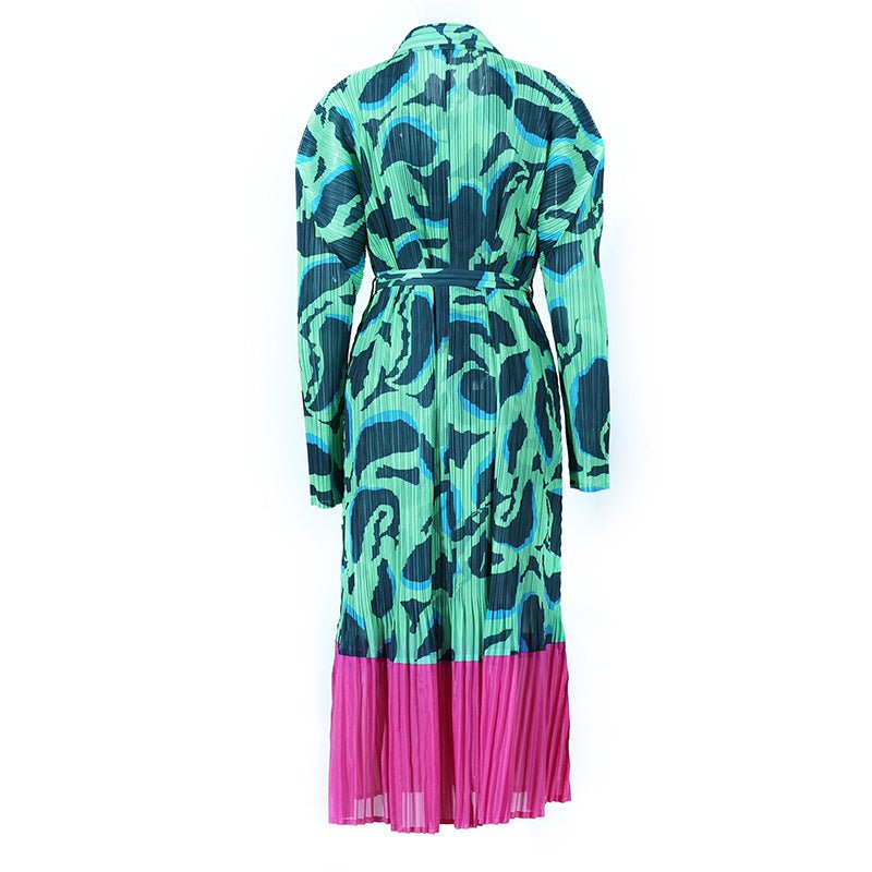 Printed Pleated Dress - Kelly Obi New York