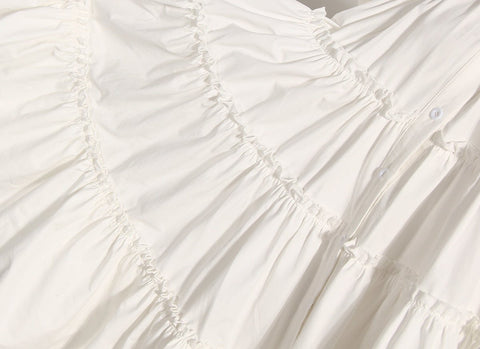 Puff Sleeves Pleated Ruffle Dress - Kelly Obi New York