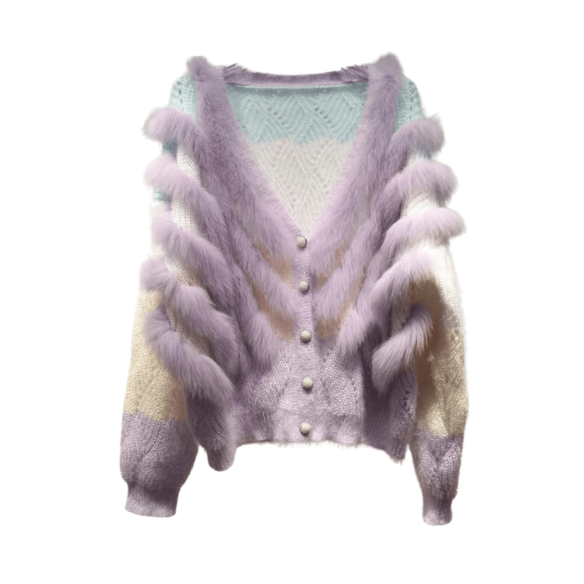 Purple Fox Fur Knit Sweater - Kelly Obi New York