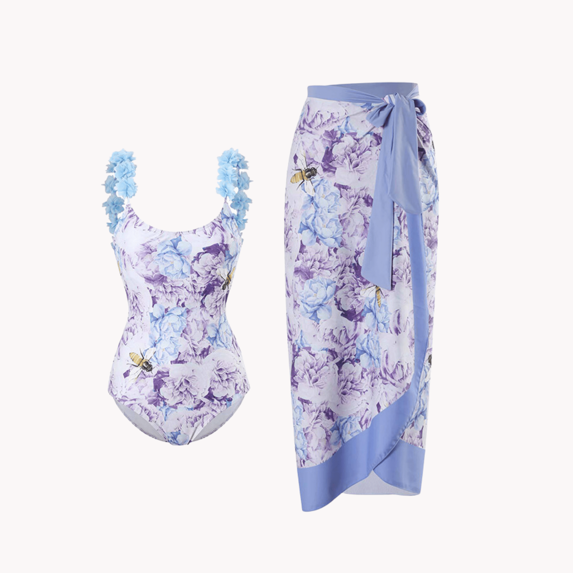 Purple Petal Swimsuit Set - Kelly Obi New York