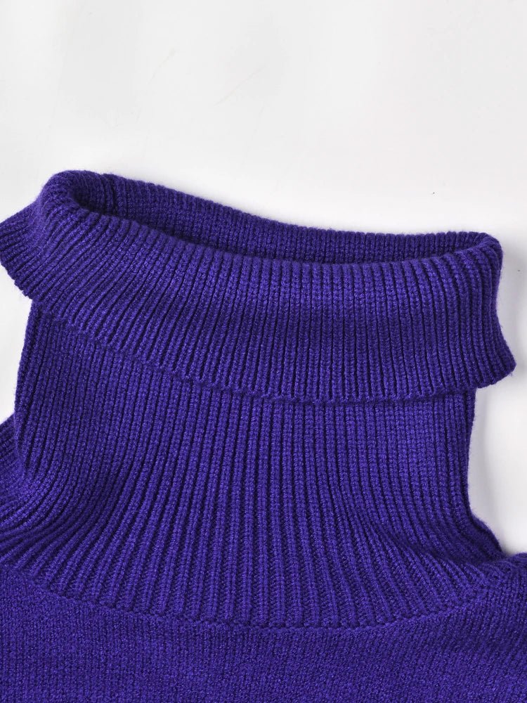 Purple Turtleneck Loose Knit Sweater - Kelly Obi New York