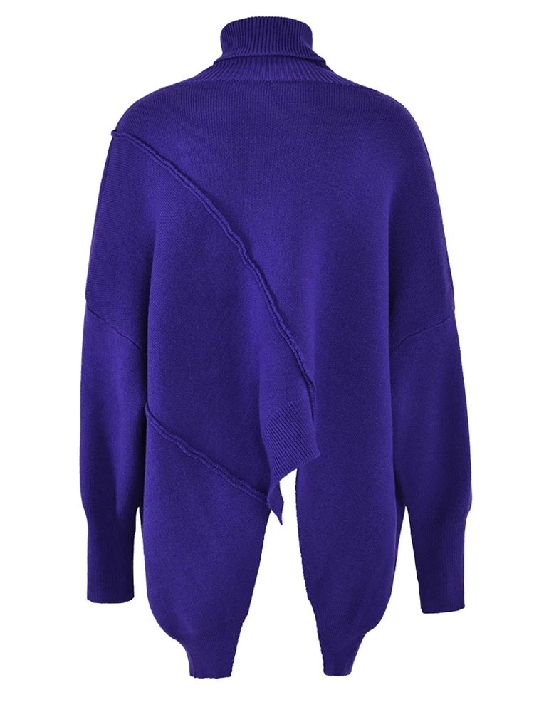 Purple Turtleneck Loose Knit Sweater - Kelly Obi New York