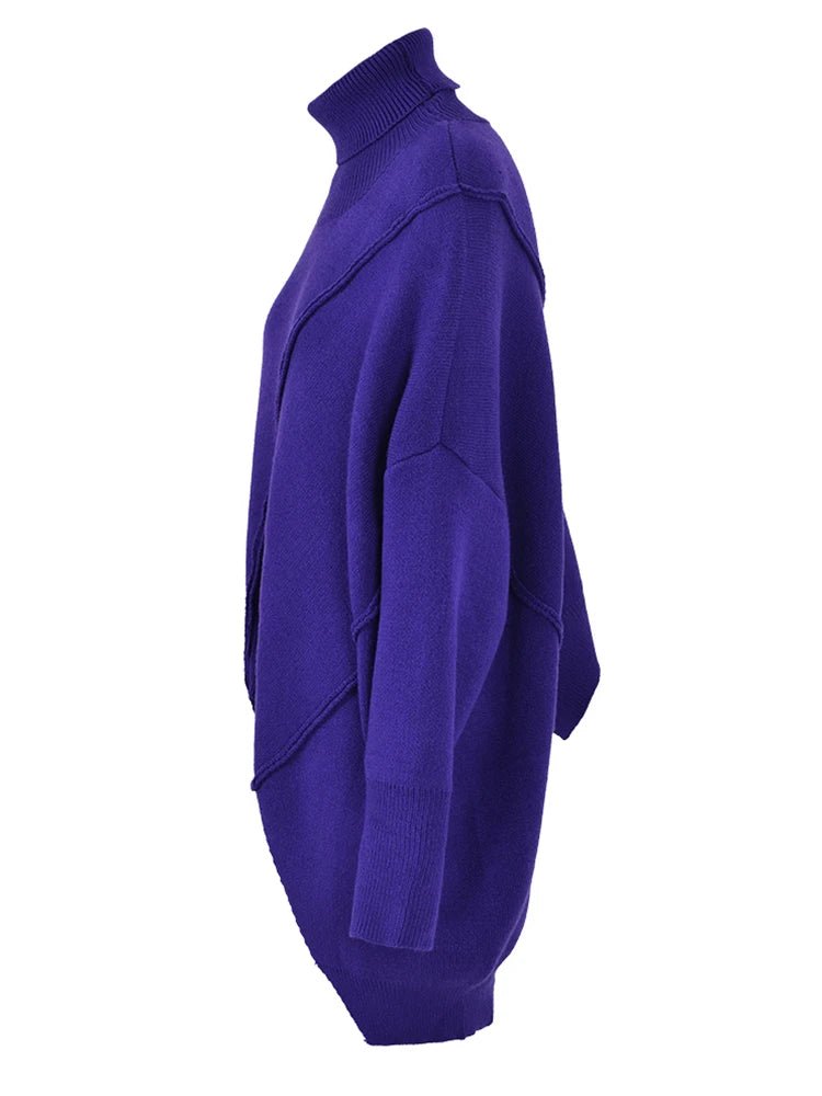 Purple Turtleneck Loose Knit Sweater - Kelly Obi New York