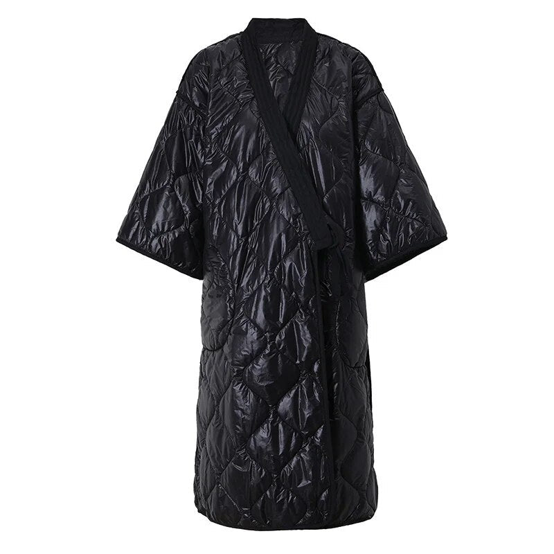 Quilted Kimono Long Coat - Kelly Obi New York