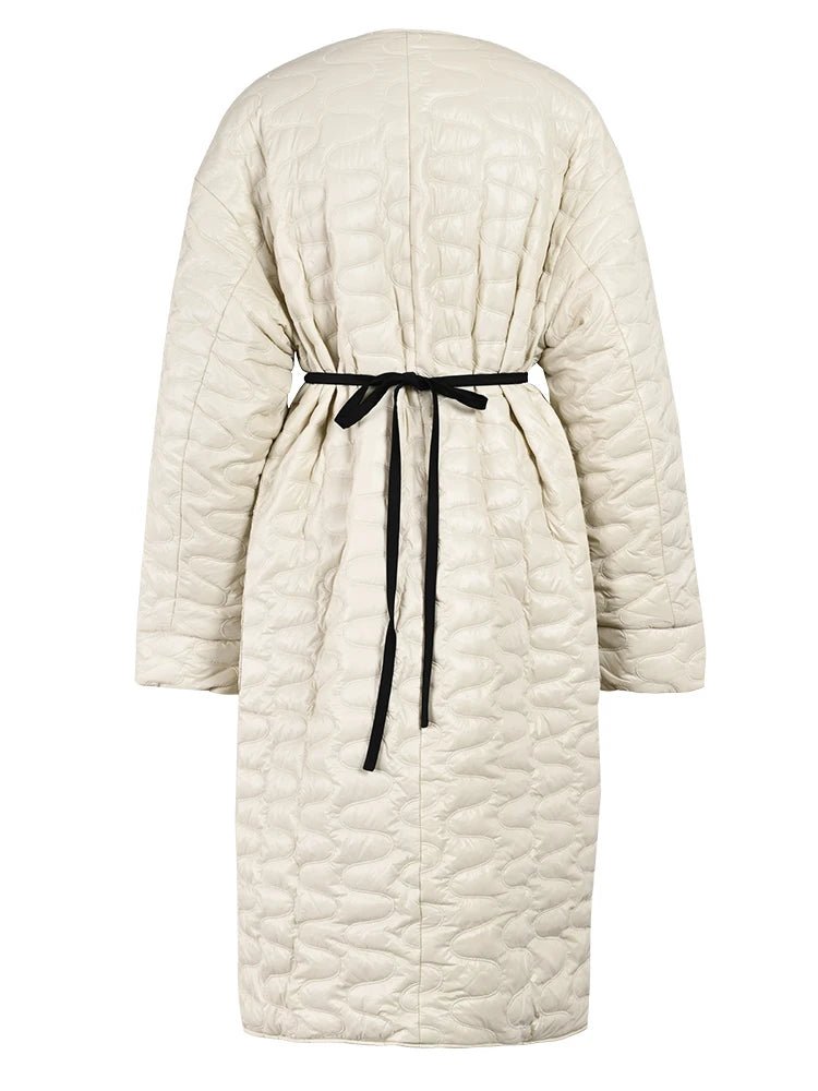 Quilted Lace-Up Padded Thick Coat - Kelly Obi New York