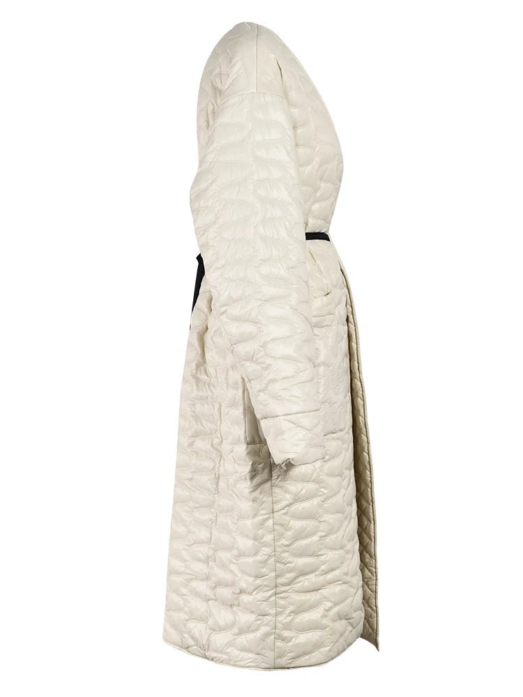 Quilted Lace-Up Padded Thick Coat - Kelly Obi New York