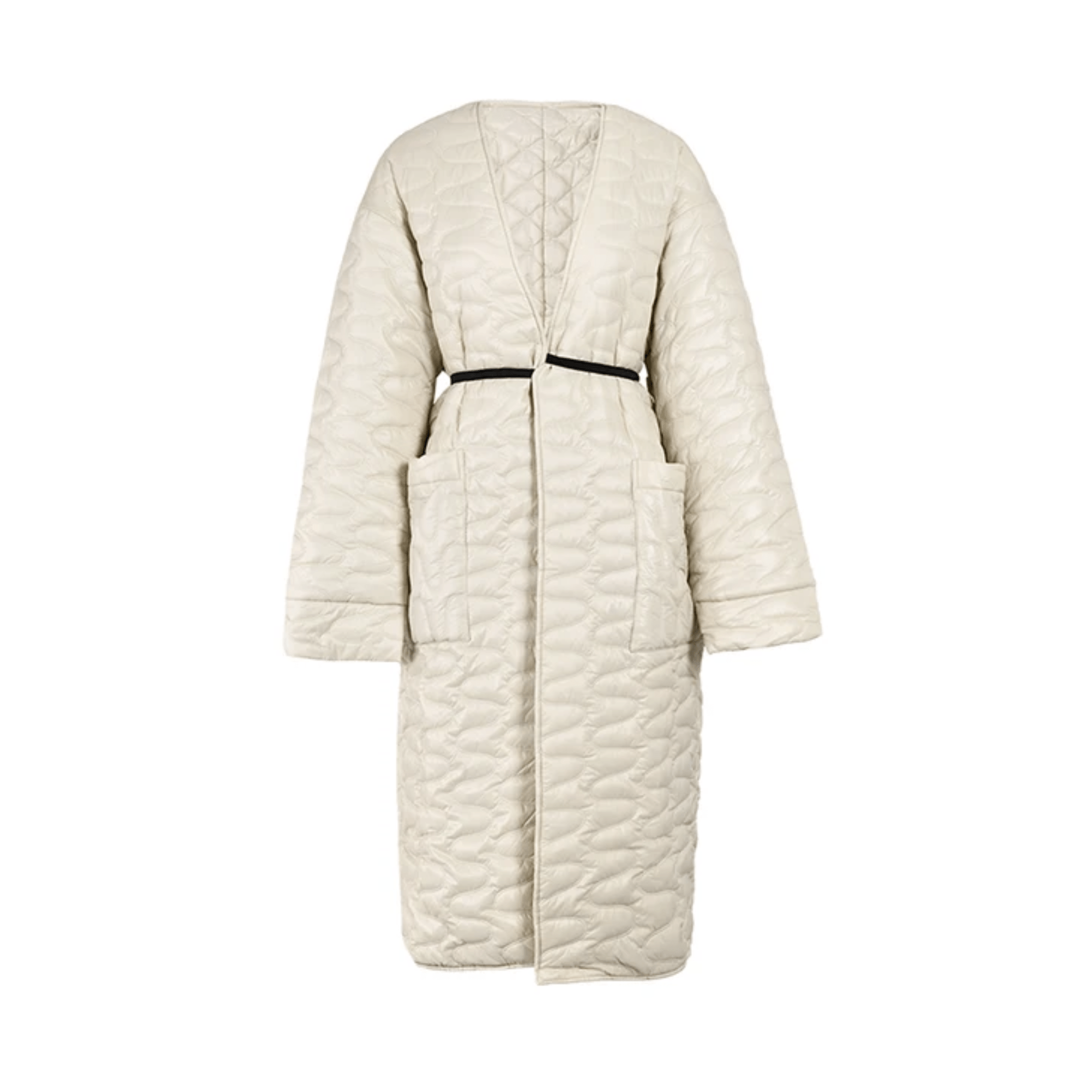 Quilted Lace-Up Padded Thick Coat - Kelly Obi New York