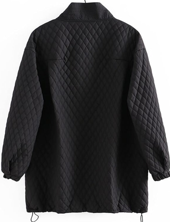 Quilted Sash Lapel Drawstring Jacket - Kelly Obi New York